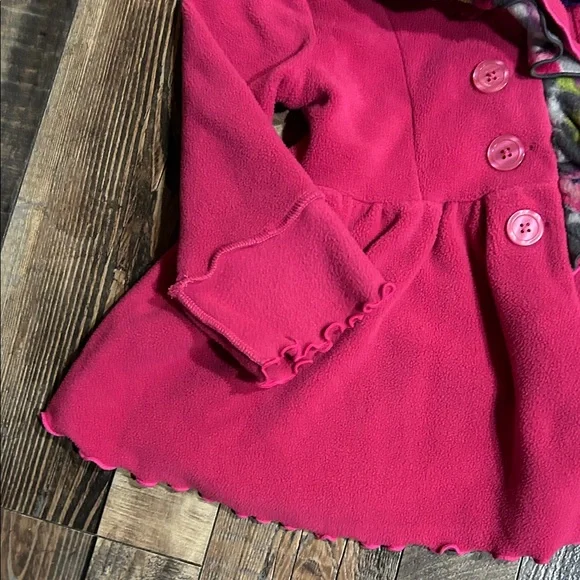 Vibrant Pink Kids Pea Coat with Scarf - Picture 5 of 6